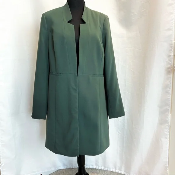 Melanie Lyne forest green long blazer coat open front clasp closure Sz 12 NWOT - Picture 12 of 12